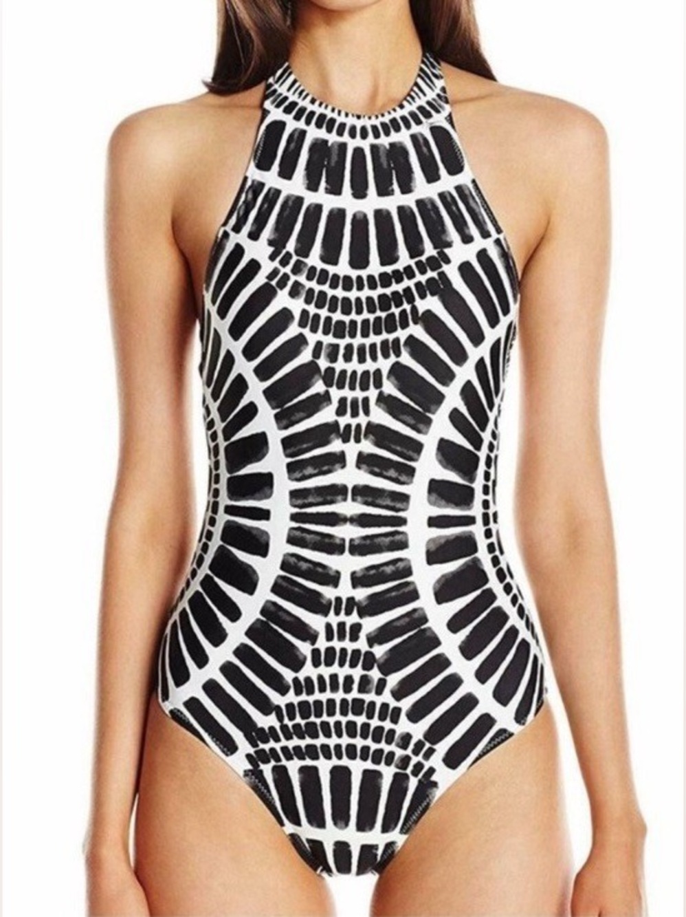 Trina Turk Algiers High Neck Halter One Piece Bathing Suit, size 12
